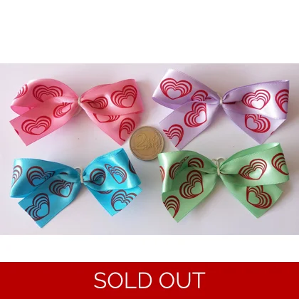 50 Large Mixed Colour Heart Grooming Bows